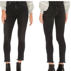 We The Free Hi Rise Raw Hem Skinny Jean Faded Black Size 29